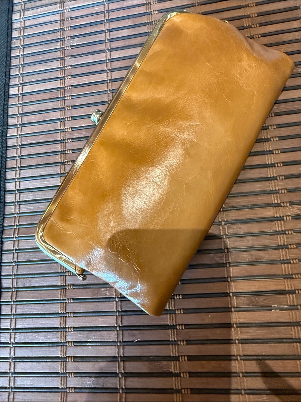 HOBO Lauren Leather Frame Clutch (Truffle Color)